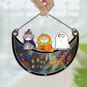 Happy Halloween From My Little Cat - Gift For Cat Lovers - Personalized Window Hanging Suncatcher Ornament - CLP01 NA94