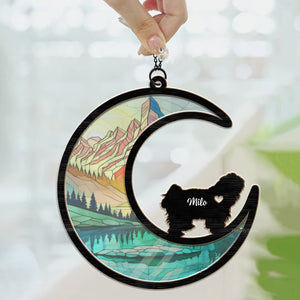 I Love You To The Moon - Memorial Gift For Pet Lovers - Personalized Window Hanging Suncatcher Ornament - CLP05 NA94