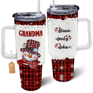 Grandma Snowman Christmas - Personalized 40OZ Tumbler - Christmas Gift For Grandma - PT