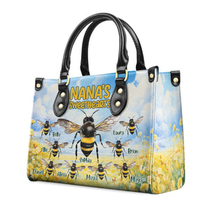 Nana's Sweethearts Bees - Beautiful Personalized Leather Handbag - AT4081348