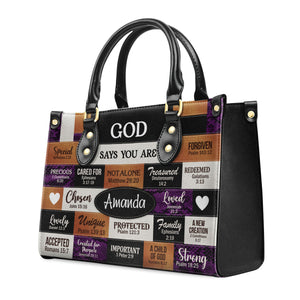 God Says I Am - Personalized Leather Handbag With Handle - AT4080903