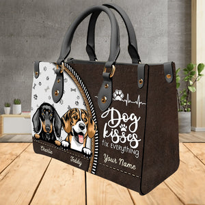 Dog Kisses Fix Everything - Personalized Leather Handbag - Gift for Dog Lovers, Dog Dad, Dog Mom | CLP13 NH96