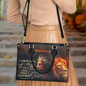 Will Walk By Faith - Beautiful Personalized Leather Handbag - AT4081218