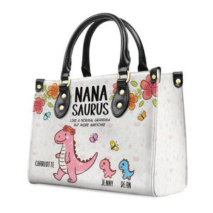 Nanasaurus More Awsome Grandma - Unique Personalized Leather Handbag - AT4081349