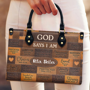 God Says I Am - Personalized Leather Handbag With Handle - AT4080902