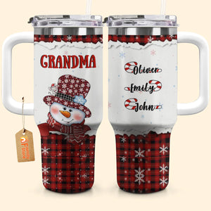 Grandma Snowman Christmas - Personalized 40OZ Tumbler - Christmas Gift For Grandma - PT