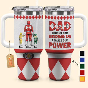 Morphin Power Ranger Best Dad Ever Coloful Version - Gift For Dad, Husband - Personalized 40oz Tumbler Cup With Straw - CL21 NA94