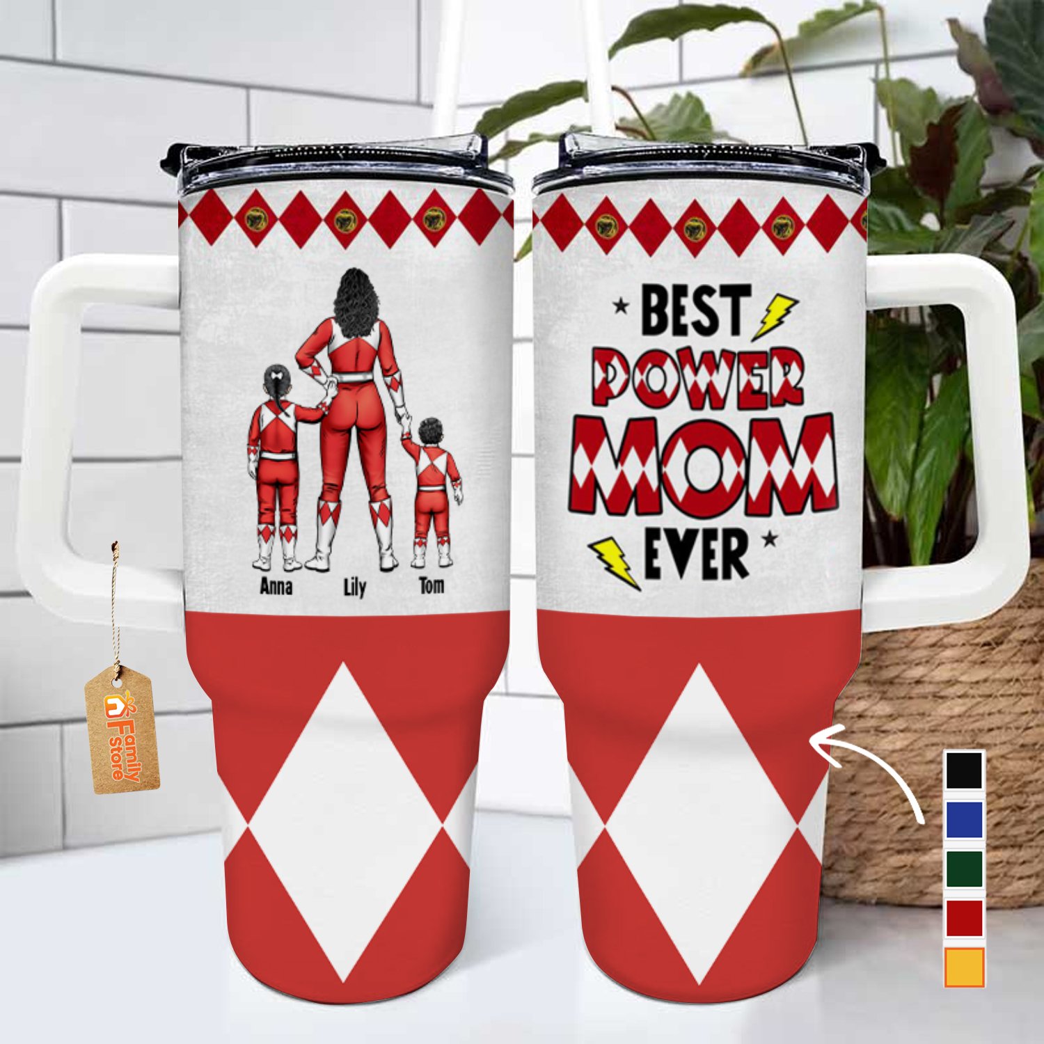 Morphin Power Ranger Best Power Of Mom In The World - Gift For Mom, Wife, Husband - Personalized 40oz Tumbler Cup With Straw - CL21 NA94