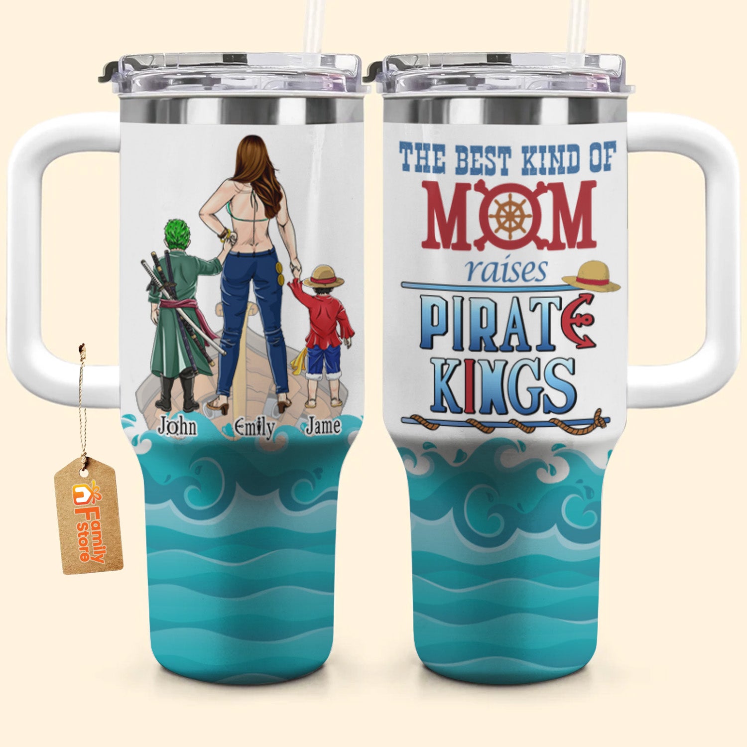 The Best Kind Of Mom Raises Pirate Kings - Gift For Mom - Personalized 40oz Tumbler Cup With Straw - CL11 NA94