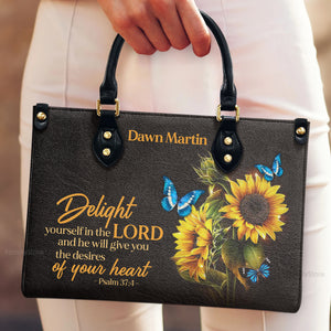 Delight Yourself In The Lord - Thoughtful Gift For Christians - Personalized Leather Handbag With Handle - AT4080737