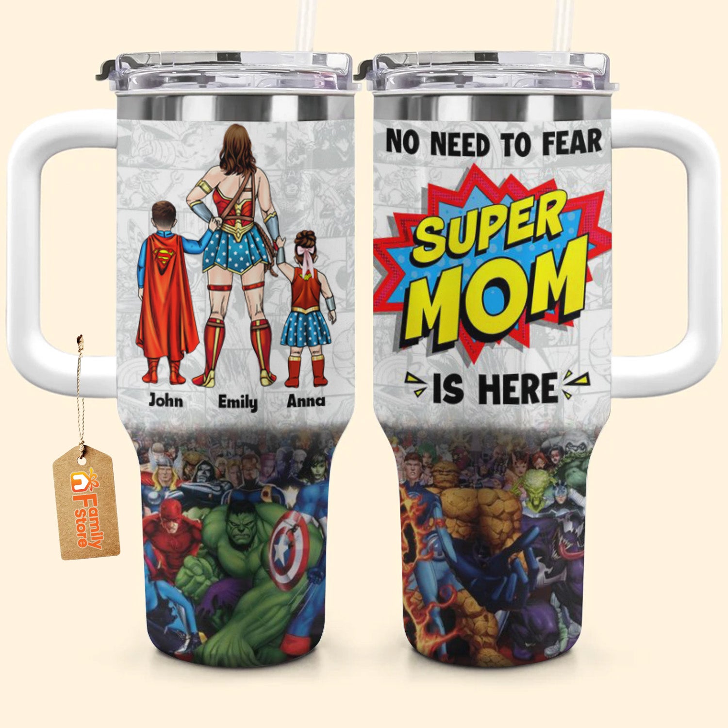 Wife Mom Protector And Hero - Gift For Mom - Personalized 40oz Tumbler Cup With Straw - CL02 NA94