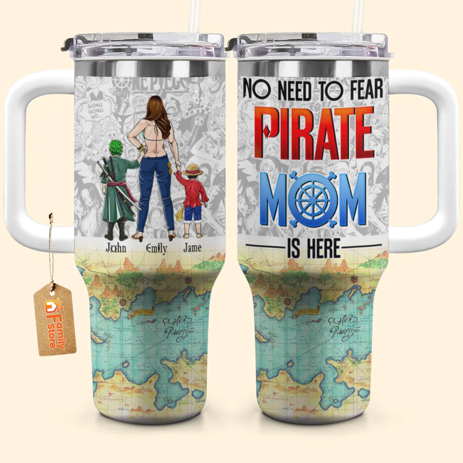 The Best Pirate Mom Of The Entire Ocean - Gift For Mom - Personalized 40oz Tumbler Cup With Straw - CL11 NA94