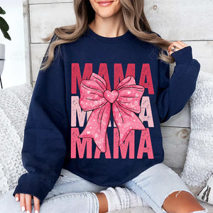 Bundle Valentine Mama Coquette Bow - Personalized Sweatshirt With Design On Sleeve - Gift For Grandma, Mom, Wife | Custom Sleeve NH96