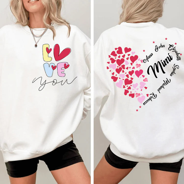 Love You Mimi With Grandkids- Personalized Sweatshirt With Design On Sleeve - Gift For Grandma, Mom, Wife | Custom Sleeve NH96