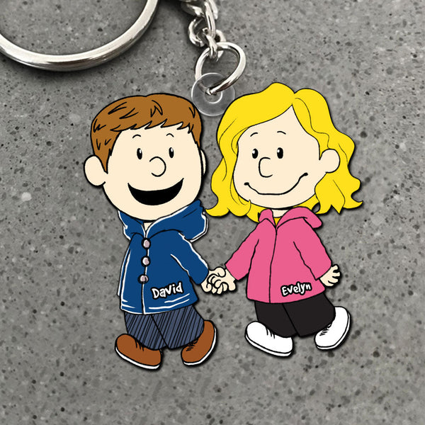 Peanut Couple Hug - Personalized Keychain - Gift For Couple, Husband Wife | CL43 NH96