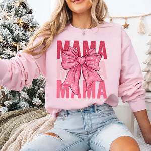 Bundle Valentine Mama Coquette Bow - Personalized Sweatshirt With Design On Sleeve - Gift For Grandma, Mom, Wife | Custom Sleeve NH96