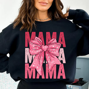 Bundle Valentine Mama Coquette Bow - Personalized Sweatshirt With Design On Sleeve - Gift For Grandma, Mom, Wife | Custom Sleeve NH96