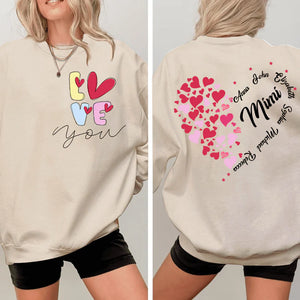 Love You Mimi With Grandkids- Personalized Sweatshirt With Design On Sleeve - Gift For Grandma, Mom, Wife | Custom Sleeve NH96