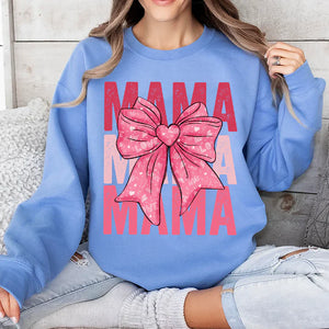 Bundle Valentine Mama Coquette Bow - Personalized Sweatshirt With Design On Sleeve - Gift For Grandma, Mom, Wife | Custom Sleeve NH96