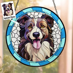 Custom Photo Dog Sympathy Gift For Pet Owners, Pet Lovers - Memorial Personalized Stained Glass Window Hanging Suncatcher