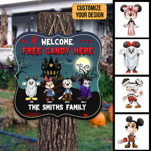 Welcome Free Candy Here Horror Halloween - Personalized Shaped Wood Sign - CL15 NA94