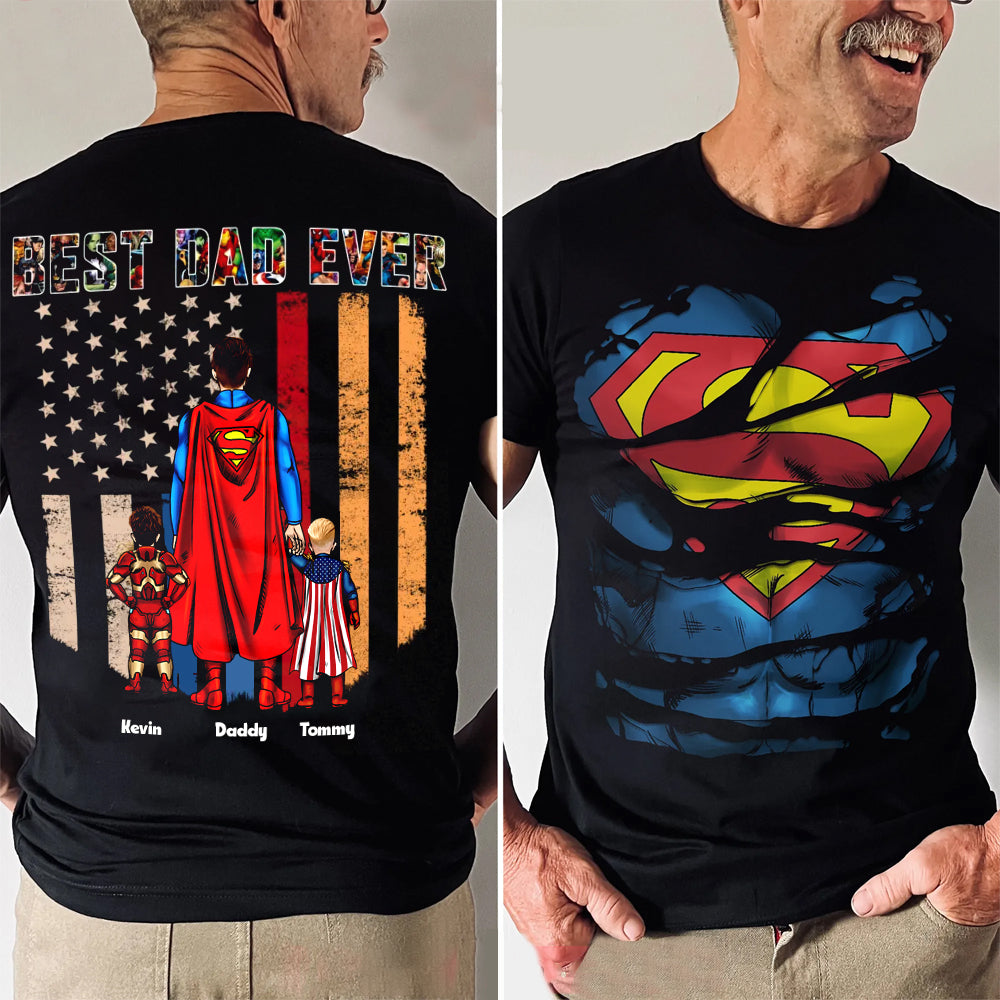 Super Hero Best Dad Ever My Hero Two Side - Gift For Dad - Personalized TShirt CL02