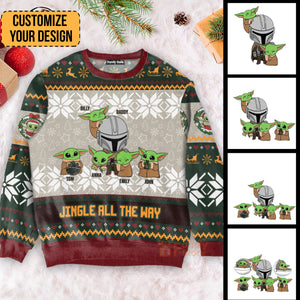 Jingle Bell Jingle All The Way Baby Yoda - Gift For Dad, Kids - Personalized Ugly Sweater - NA94