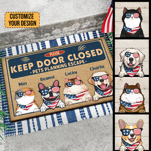 Keep Door Closed Pets Planning Escape - Gift For Pet Lovers - Personalized Door Mat