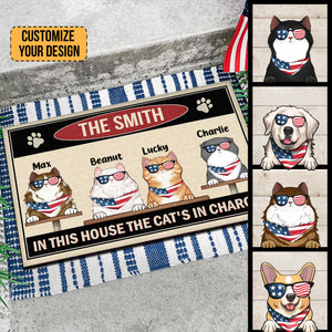 In This House The Cat's In Charge - Gift For Cat Lovers - Personalize Door Mat