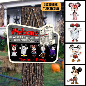 Halloween Welcome To What Lies Beyond The Fifth Dimension - Personalized Shaped Wood Sign - Cl15 NA94