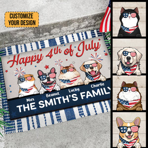 Happy 4th July With Cute Pets - Gift For Pet Lovers - Personalized Door Mat - CL12 NA94