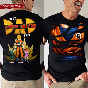 Super Power Of Super Saiyan Dad - Gift For Father's Day - Personalized Shirt 2 Side