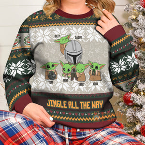 Jingle Bell Jingle All The Way Baby Yoda - Gift For Dad, Kids - Personalized Ugly Sweater - NA94