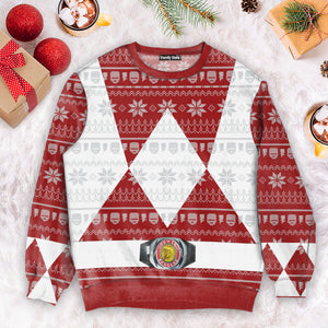 Red Mighty Morphin Power Ranger - Ugly Christmas Sweater