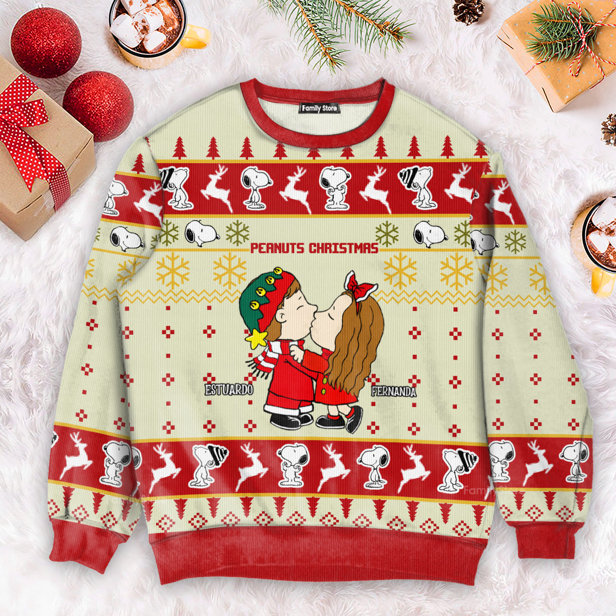 Snoopopy Peanuts Christmas - Personalized Ugly Sweatshirt - Gift For Couple, Husband Wife, Anniversary, CL45 NH96