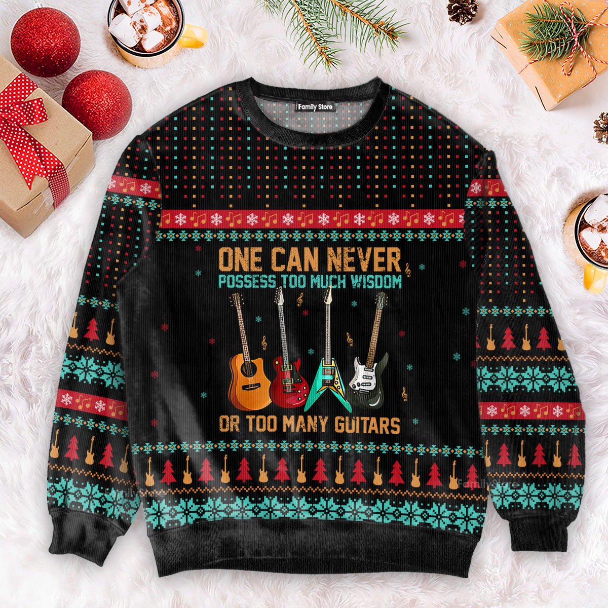 Guitar Old Vintage Ugly Christmas Sweater For Men & Women