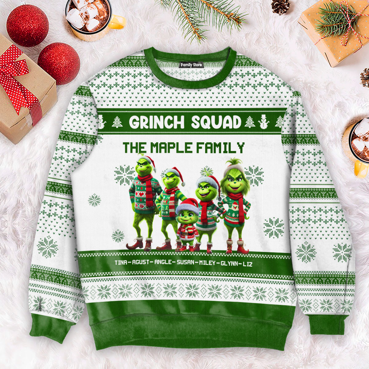 Grinch Squad - Personalized Green Monster Christmas Ugly Sweatshirt TM10 DN100