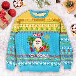 Hawaiian Santa Claus Mele Kalikimaka Sunset Ugly Christmas Sweater