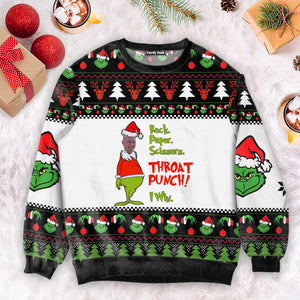 Rock Scissors Paper A Quick Game With Green Monster - Personalized Ugly Sweater NA94