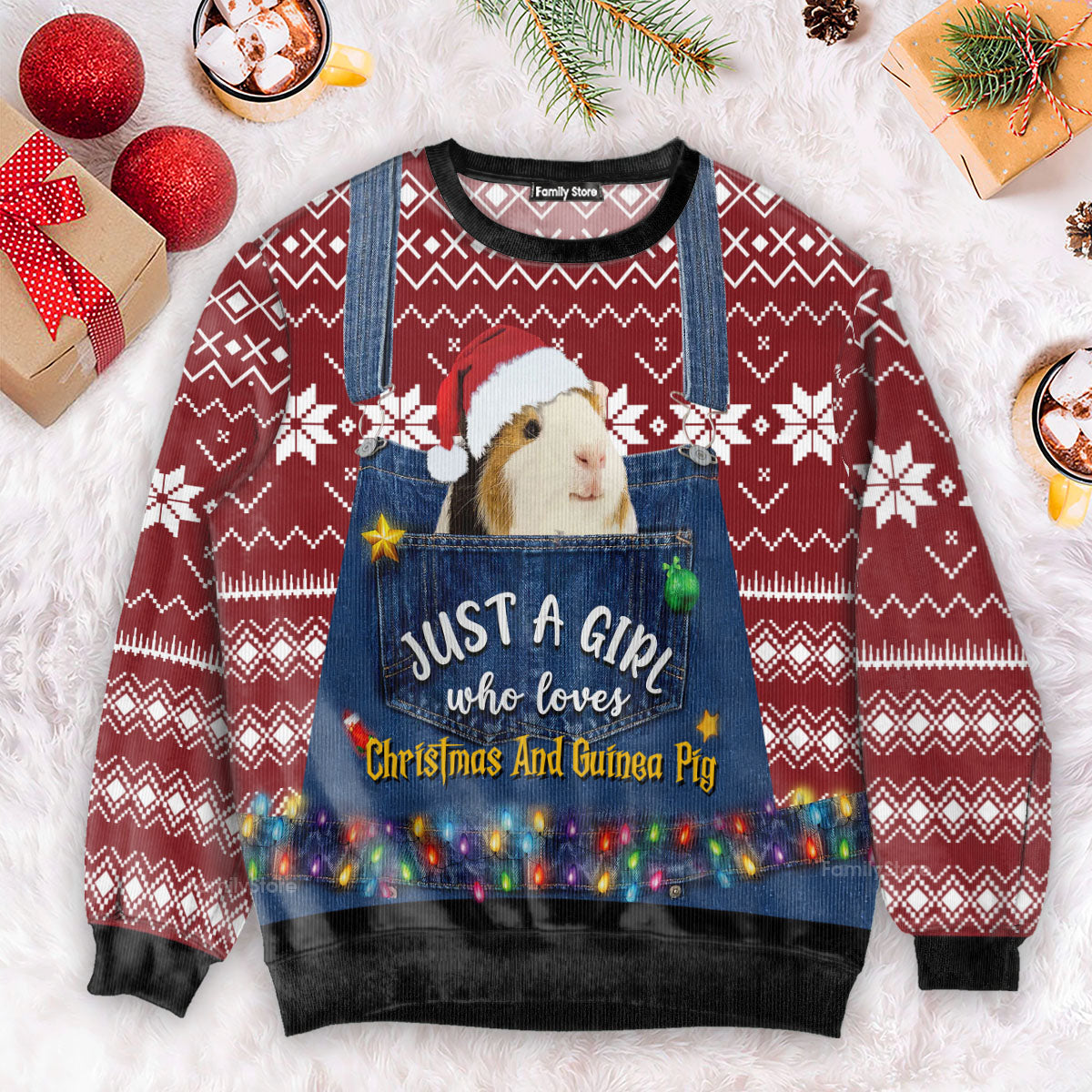 Just A Girl Who Loves Christmas And Guinea Pig Ugly Sweatshirt