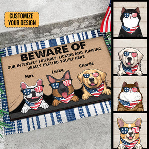 Be Aware Of Our Intensely Licking Pets - Gift For Pet Lovers - Personalized Door Mat