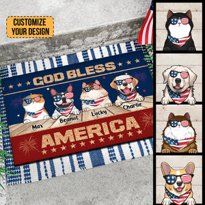 God Bless America Happy Independence Day - Gift For Pet Lovers - Personalized Door Mat