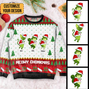 Meowy Christmas Grinchy Cat - Gift For Christmas - Personalized Ugly Sweater - CL16 NH96