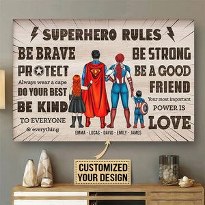 Super Family Rules - Gift For Dad, Father's Day - Personalized Canvas Poster