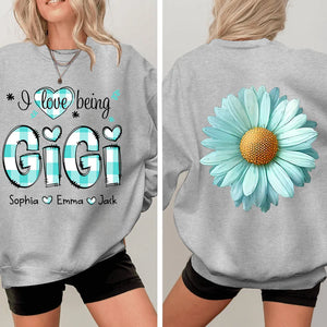 I love being Gigi Flower Daisy - Personalized Sweatshirt With Design On Sleeve - Gift For Grandma, Mom, Wife - NH96