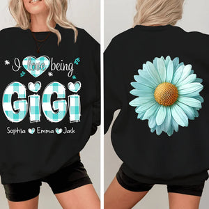 I love being Gigi Flower Daisy - Personalized Sweatshirt With Design On Sleeve - Gift For Grandma, Mom, Wife - NH96