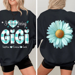 I love being Gigi Flower Daisy - Personalized Sweatshirt With Design On Sleeve - Gift For Grandma, Mom, Wife - NH96