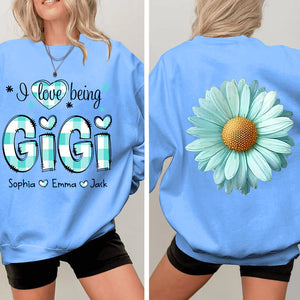 I love being Gigi Flower Daisy - Personalized Sweatshirt With Design On Sleeve - Gift For Grandma, Mom, Wife - NH96