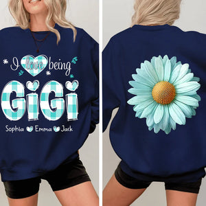 I love being Gigi Flower Daisy - Personalized Sweatshirt With Design On Sleeve - Gift For Grandma, Mom, Wife - NH96