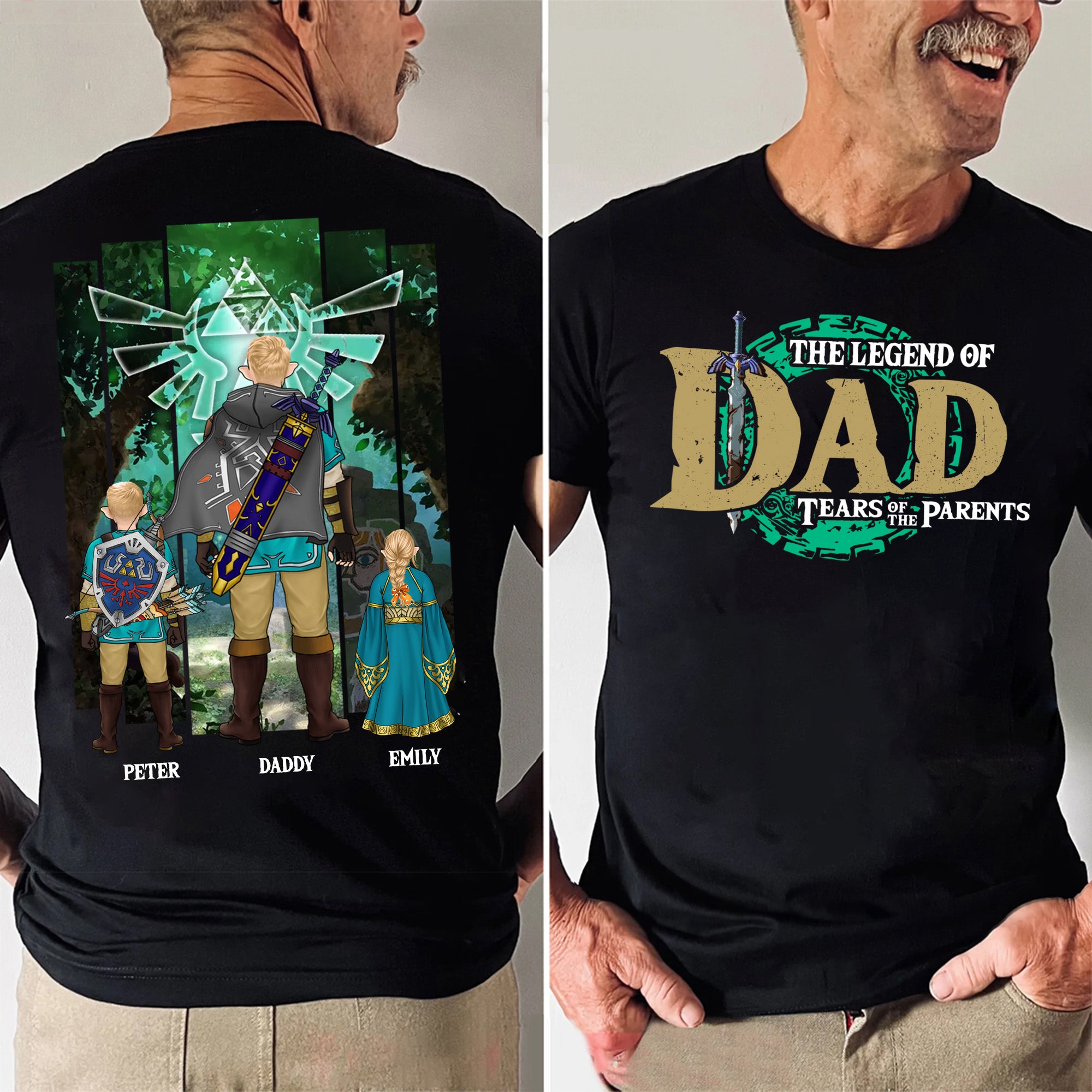 The Adventure With Daddy In The Zelda Jungle - Gift For Father's Day - Personalized Shirt 2 Sides